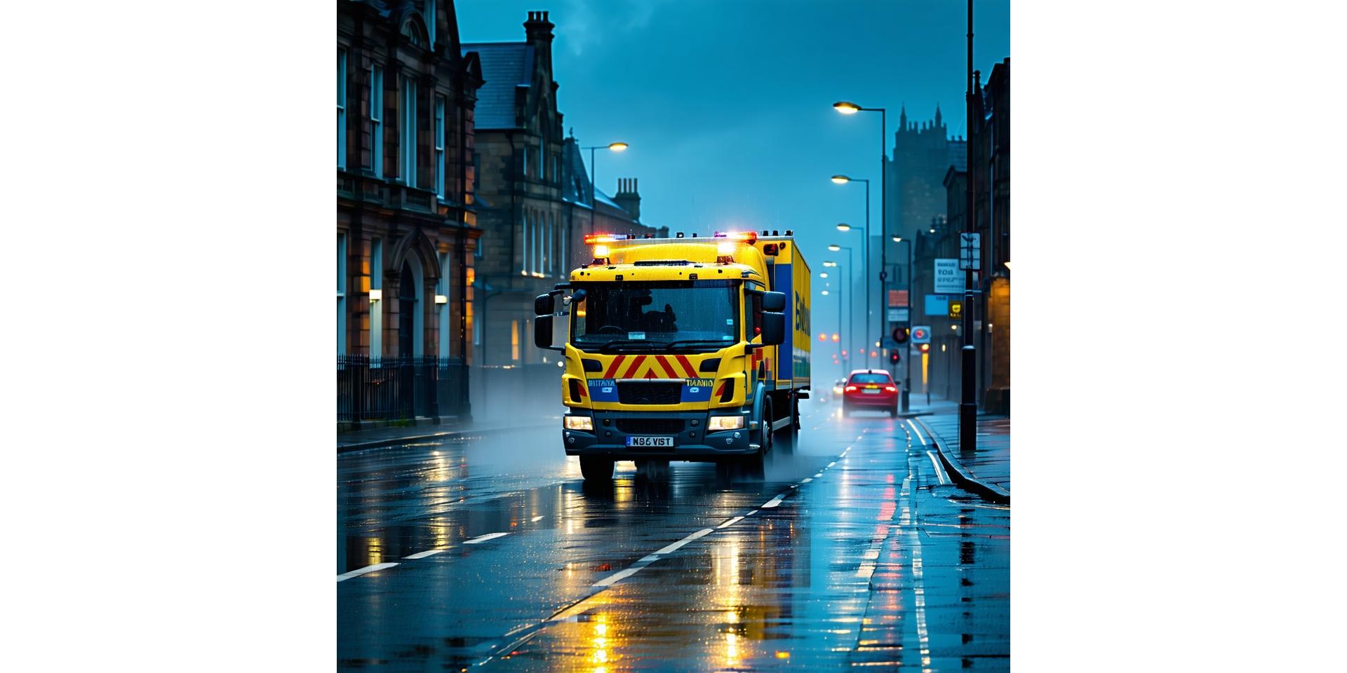 Britannia Tow Services truck providing roadside support on a Birmingham street at night.